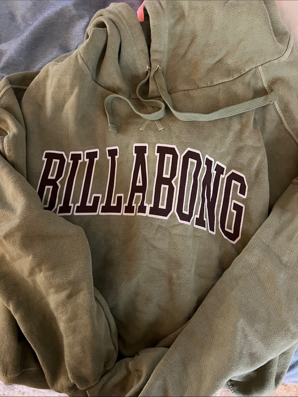 Billabong Olive Green Crewneck Hoodie with Bold Logo